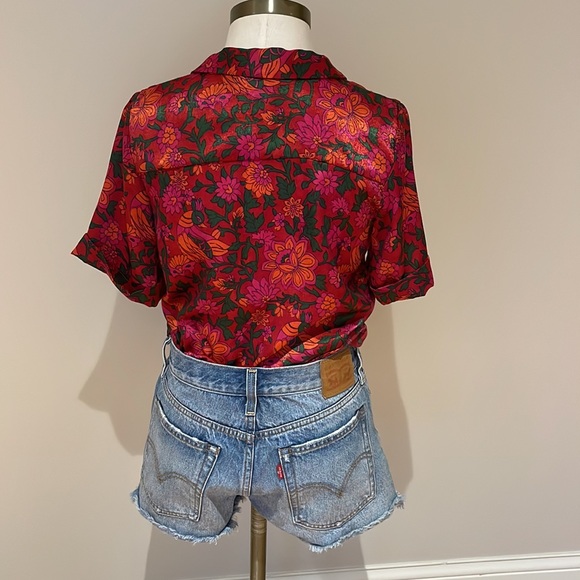 Zara Trf collection floral and bird print  camp shirt size S - Picture 5 of 10